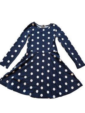 GAP Navy and White Polka Dot Long-Sleeve Twirl Dress